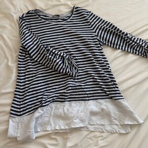 John Mark Navy and White Striped Blouse